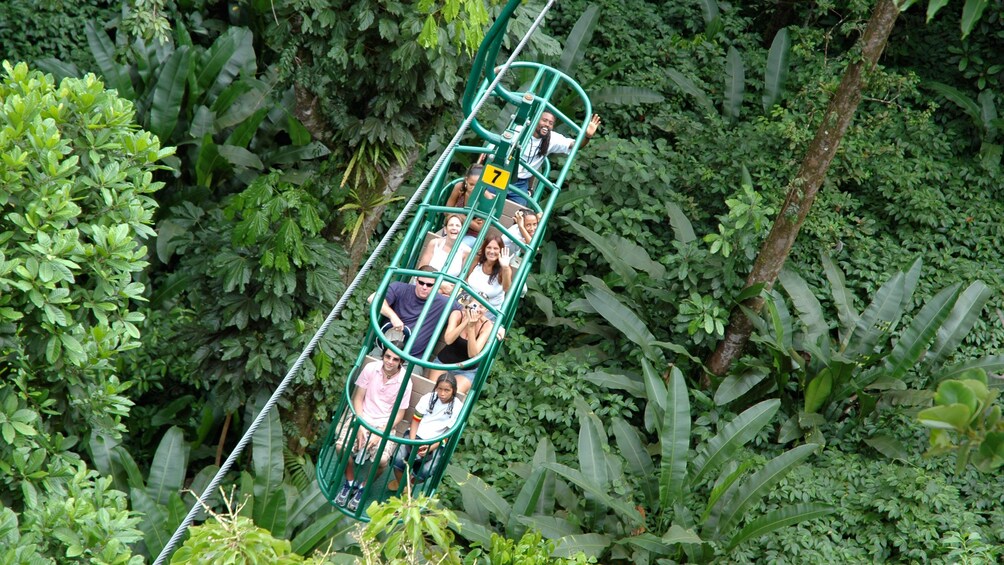 Riding the aerial tram in Saint Lucia