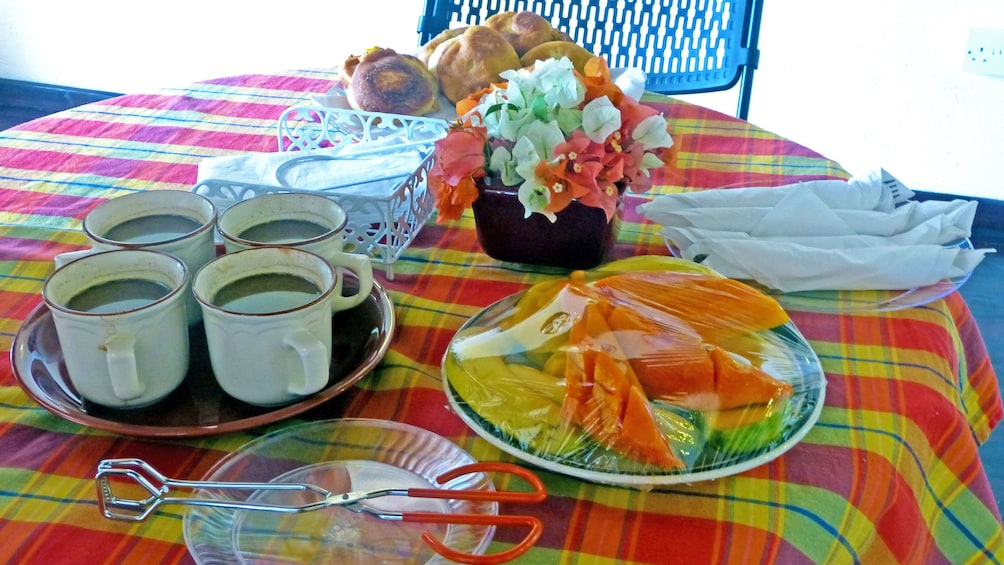 Having dessert in Saint Lucia