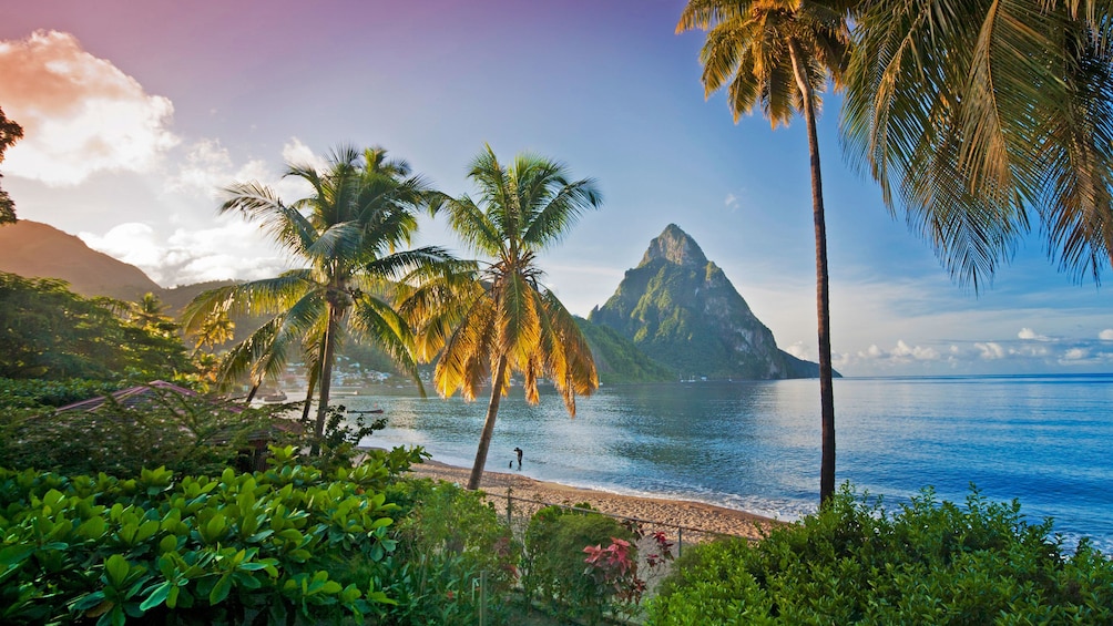 Beach sunset at Saint Lucia