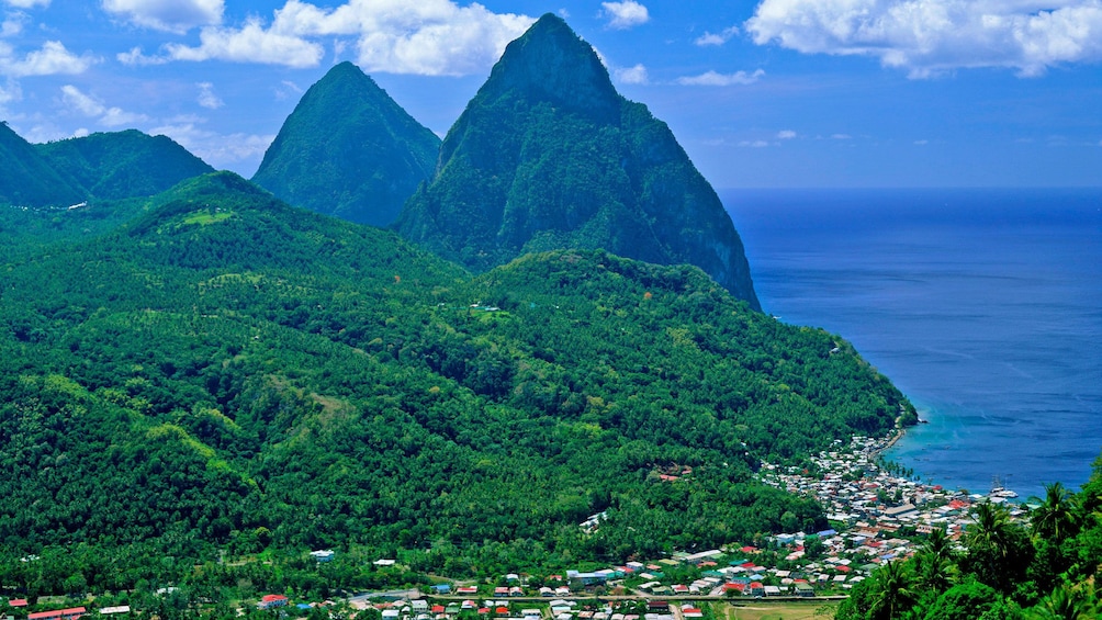Town of Soufriere in Saint Lucia