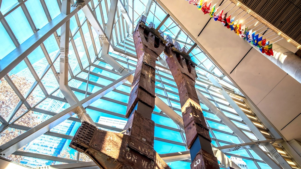 View of remaining supports at the National September 11 Memorial Museum in New York