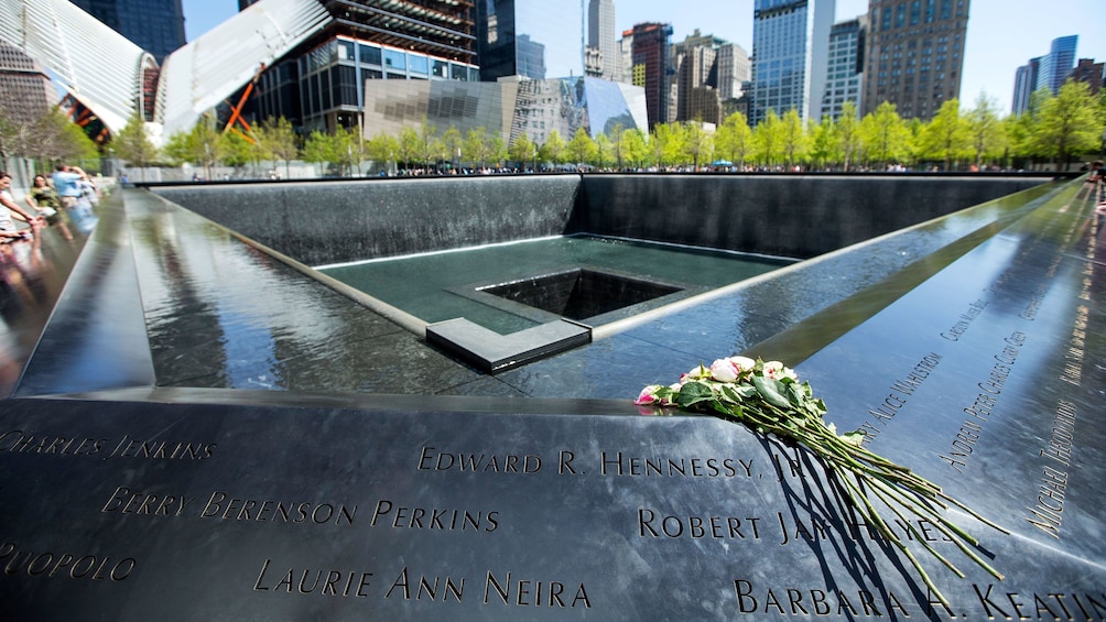 Close up of names on National September 11 Memorial in New York City