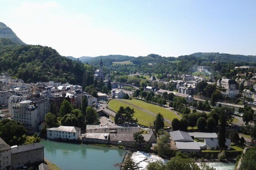 Lourdes sanctuaries, view from the medieval castle.