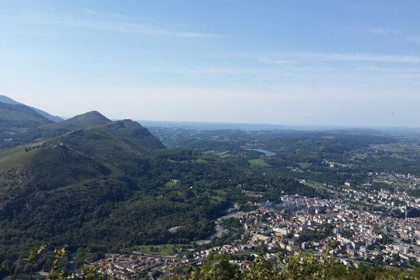 Spectacular view from Jer Peak (1000m high) in the immediate surroundings of the city of Lourdes, France.