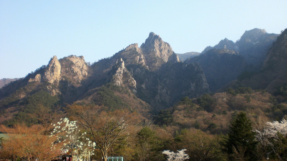 Rocky peaks of a mountain range in Korea