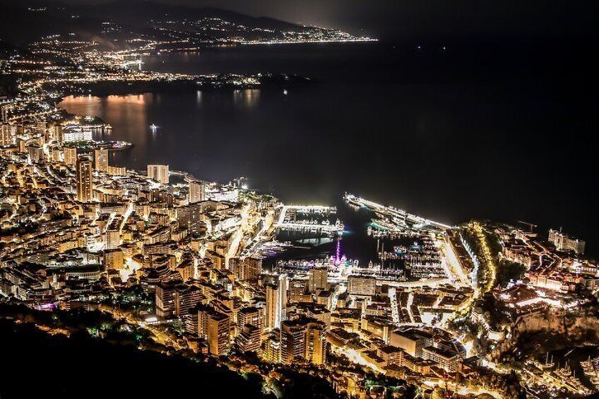 Monaco from Tete de Chien by Night