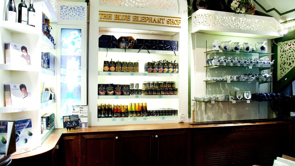 Gift shop at Blue Elephant restaurant in Bangkok. 