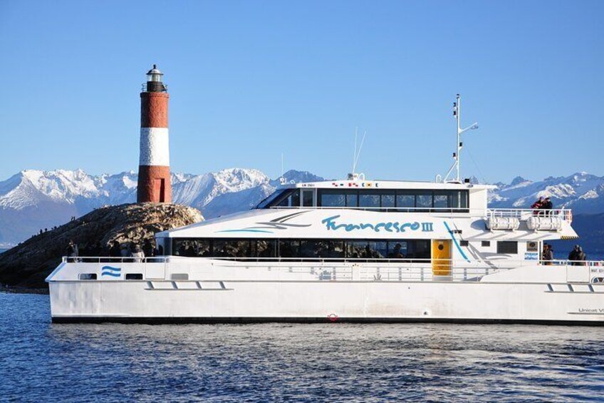 Catamaran Francesco III in the Les Eclaireurs Lighthouse