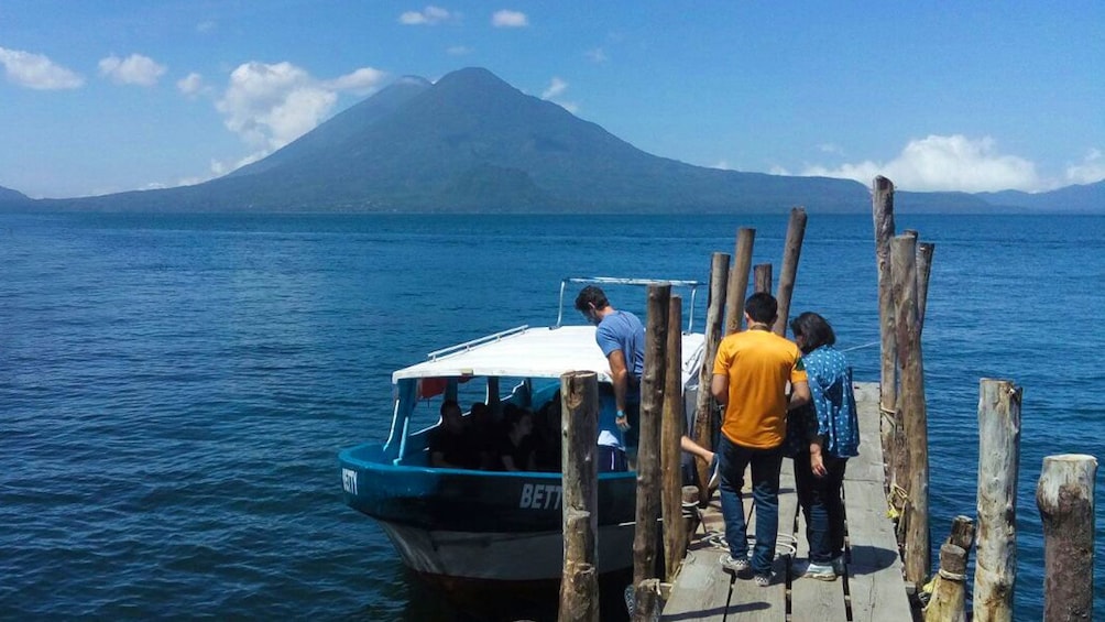 Boat moored to dock on Lake Atitlan