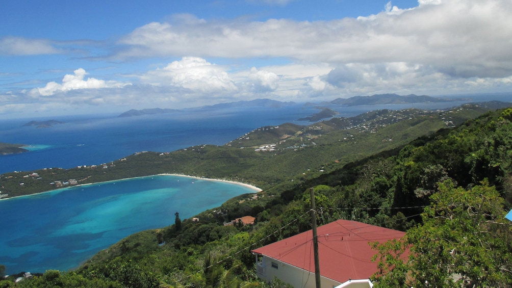 Observation deck in the Phantasea Tropical Botanical Garden & Mountain Top tour in St. Thomas on the Virgin Islands. 
