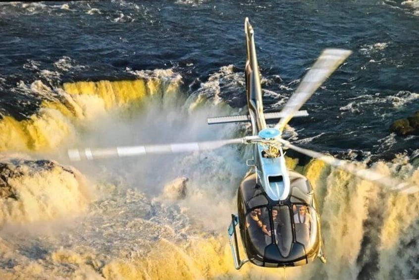 Panoramic Helicopter Flight over Iguassu Falls