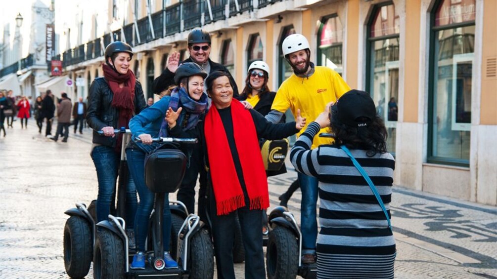 Segway group poses for a photo in Lisbon