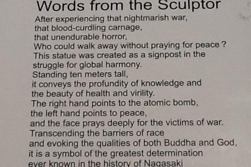 Message from the Sculptor of the Peace Statue
