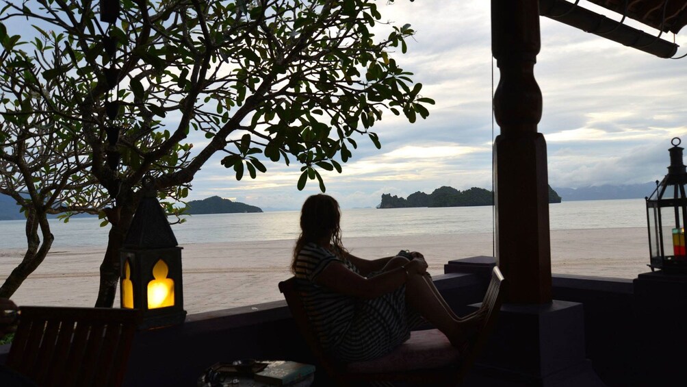 Woman looking out at the water in Pulau Ketam