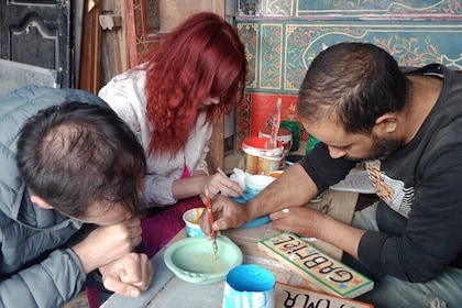 Artisanal Drawing on Canvas or Moroccan Pottery