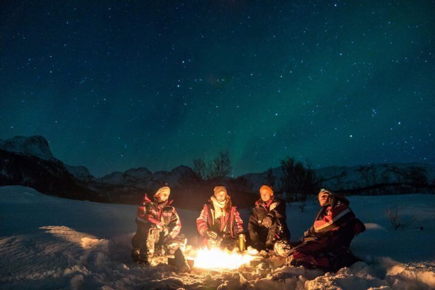 Group under Northern Lights