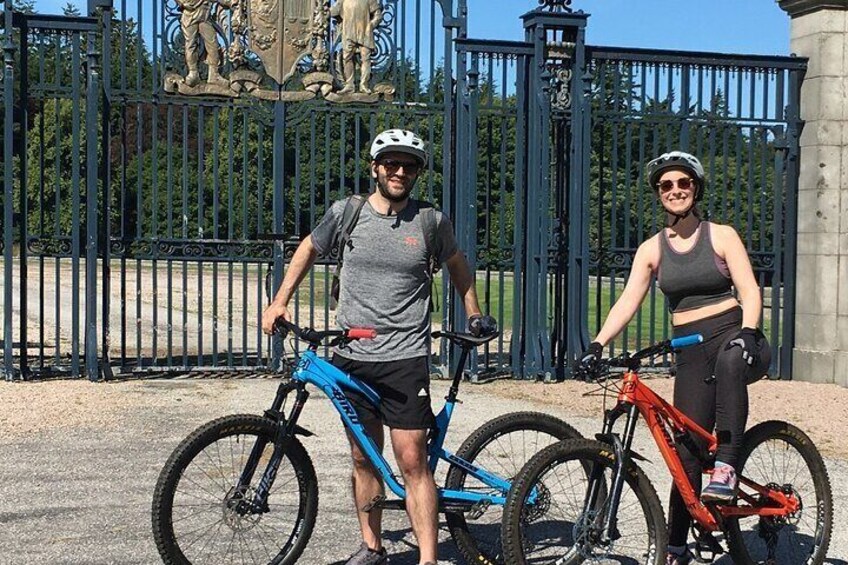 Visitors from Argentina enjoying the sunshine and Bikes at an Aberdeenshire Castle.