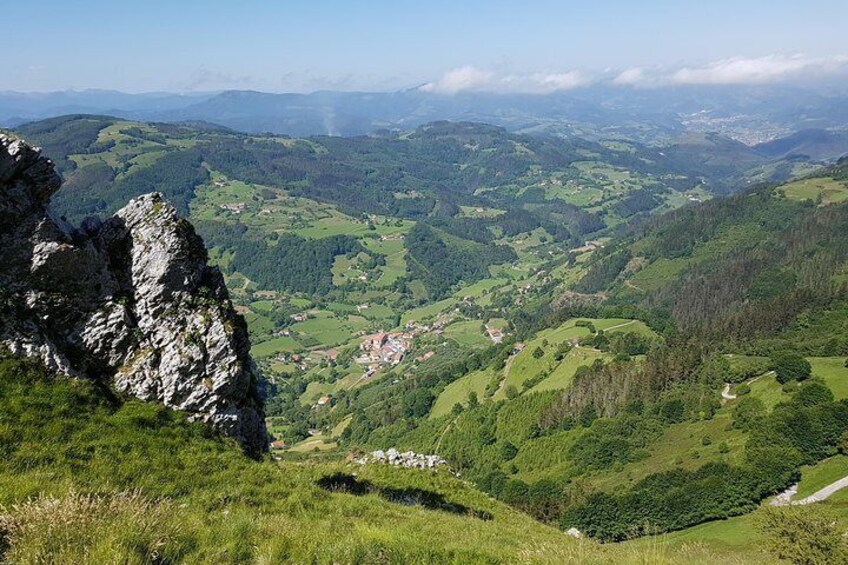 Views of the town of Errezil during the hike to Mount Hernio