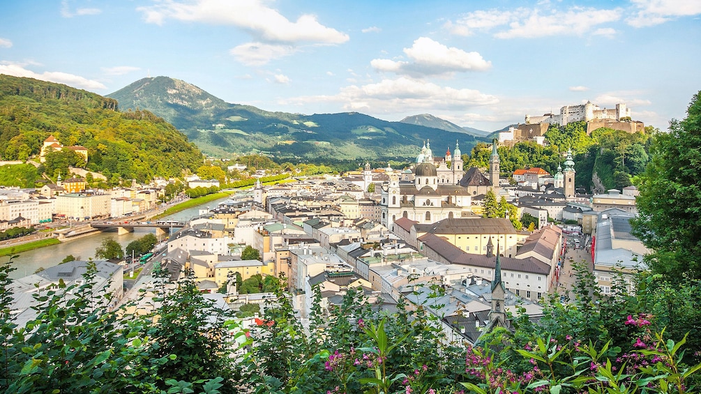 Panoramic view of Salzburg and surrounding mountains