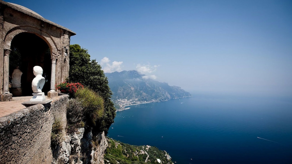 View from the Terrace of Infinity at the Villa Cimbrone historic site in Amalfi