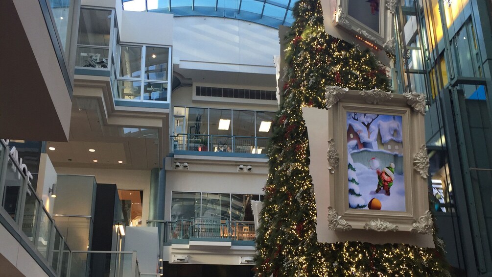 holiday decorations in the underground mall in Montreal