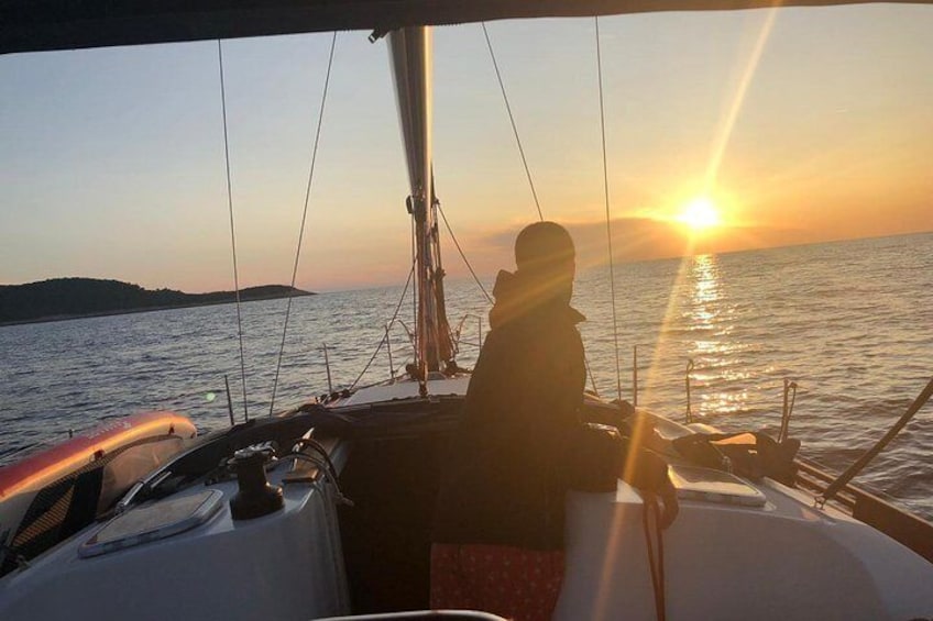 Experience Romantic Sunset under the sails on sail yacht around Hvar-small group