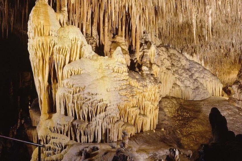 Stalagmite and stalactite in the caves