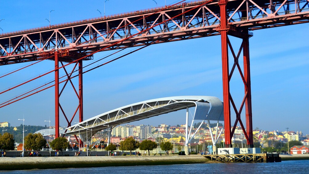 Under the 25 de Abril Bridge in Lisbon