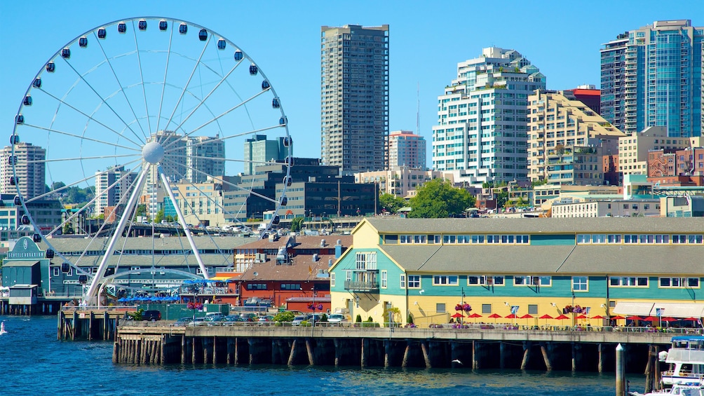 the Great Wheel along the waters by Pike Place Market in Seattle