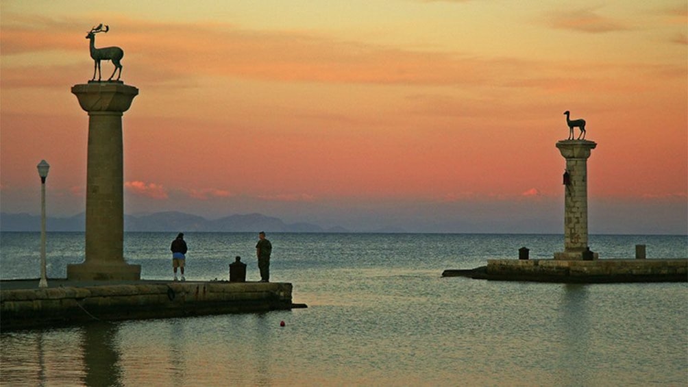 sun setting at the bay in Rhodes