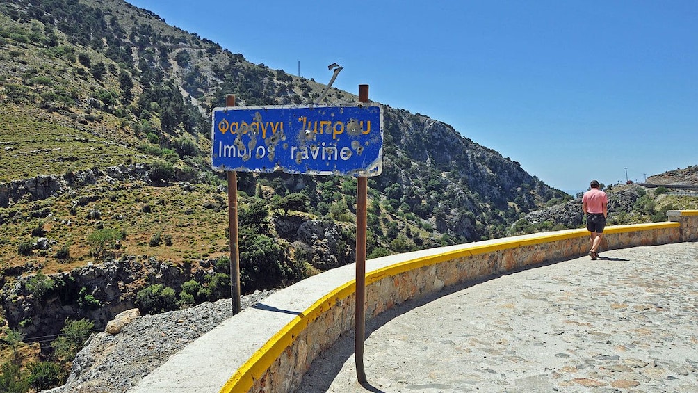 street sign for the Imbros Ravine in Crete