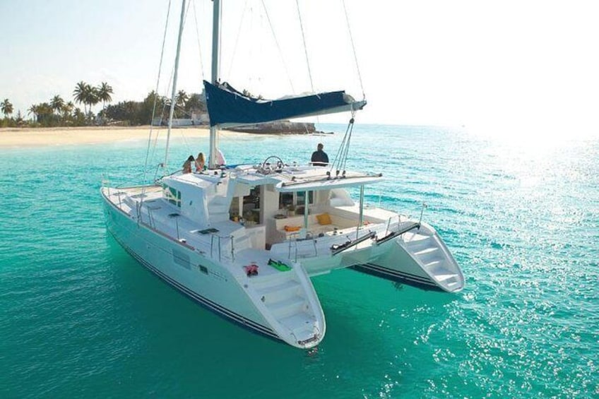 Luxury Catamaran Semi private cruise with meals & drinks and transportation.