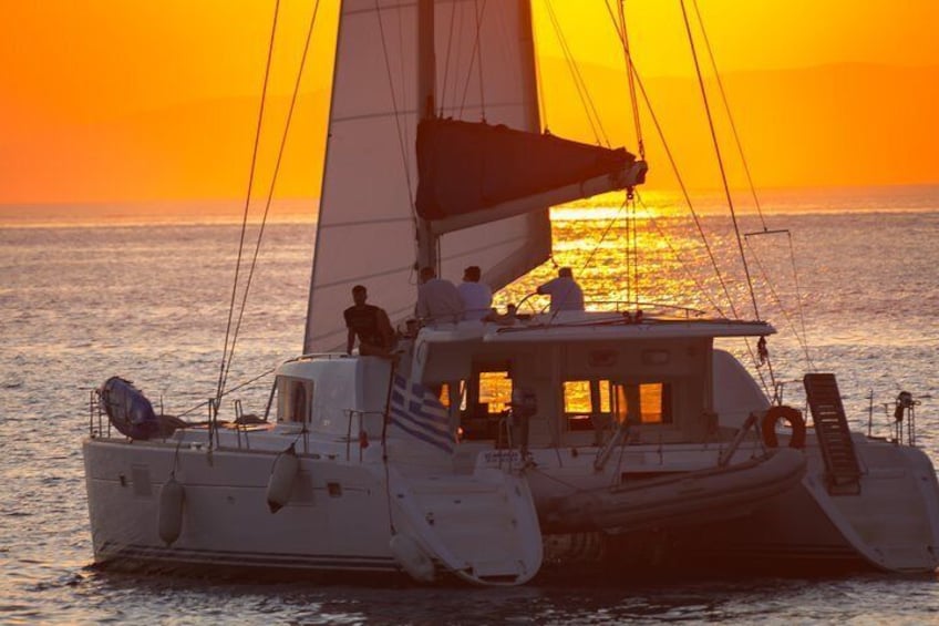 Luxury Catamaran Semi private cruise with meals & drinks and transportation.