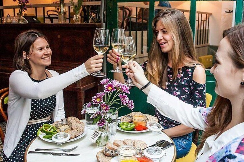 wine tasting experience on Food Tour in Bratislava