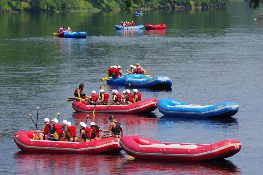 The flat water section of the river provides an opportunity to learn everything you'll need to know about paddling and safety.