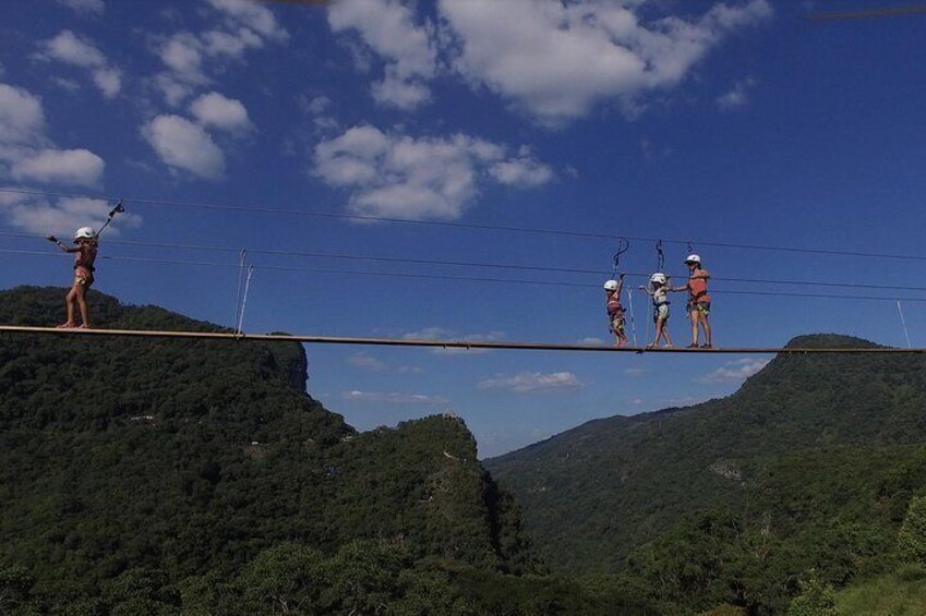 Break your fears by crossing the 180 m long Bridge to 35 m from the ground