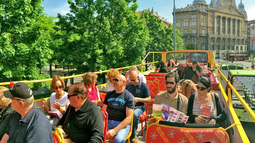 Open deck passengers enjoying the sun in Hungary