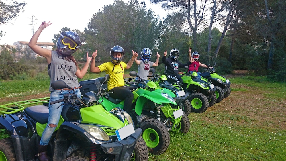 Posing with quad bikes in Spain
