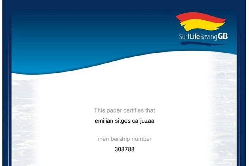 Surf life saving certification