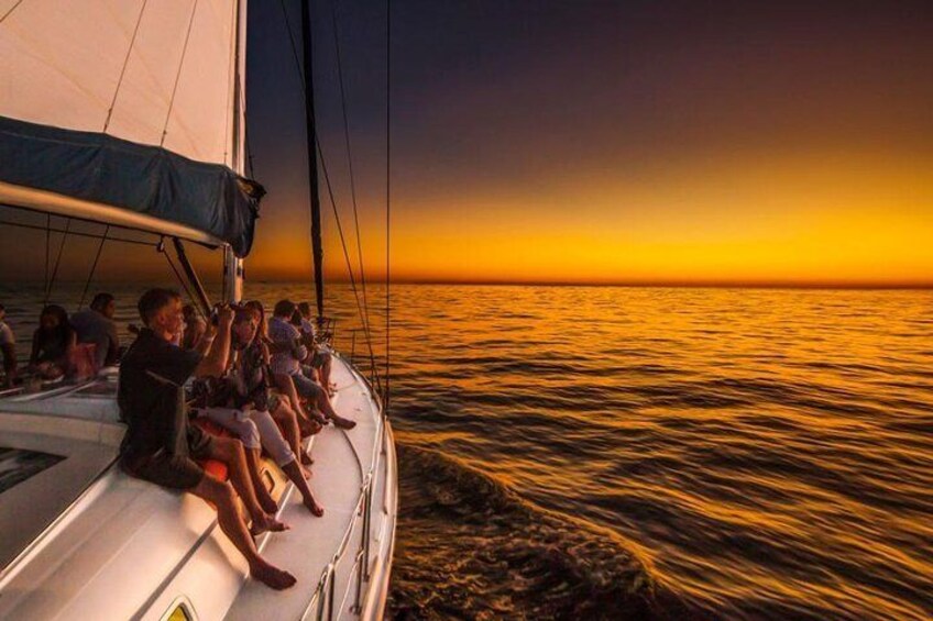 Luxury Sailboat at Sunset