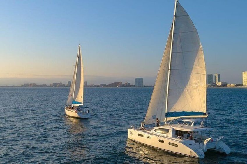 Luxury Sailboat at Sunset