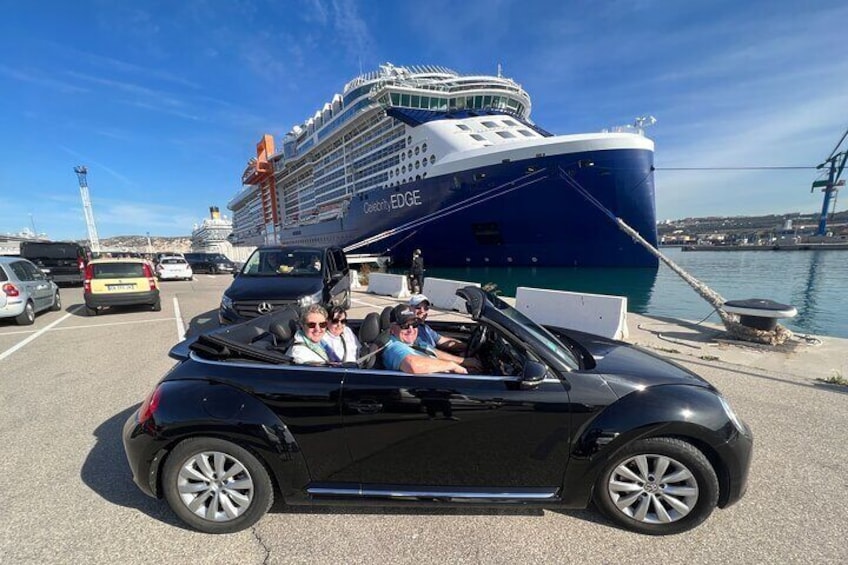 Drive in a VW or jeep between port of Marseille Cassis la ciotat