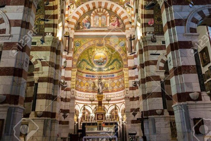 The interior of the Basilica of Our Lady of the Guard