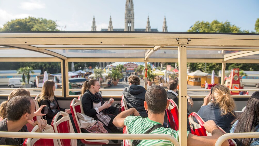 Group of people on a Hop on hop off bus in Vienna