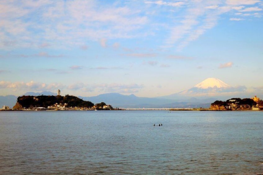 Enoshima Island and Mt. Fuji