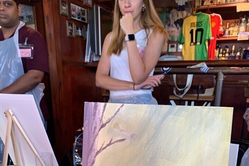 Paint and wine experience: Shinjuku is pictured enjoying seasonal Japanese culture