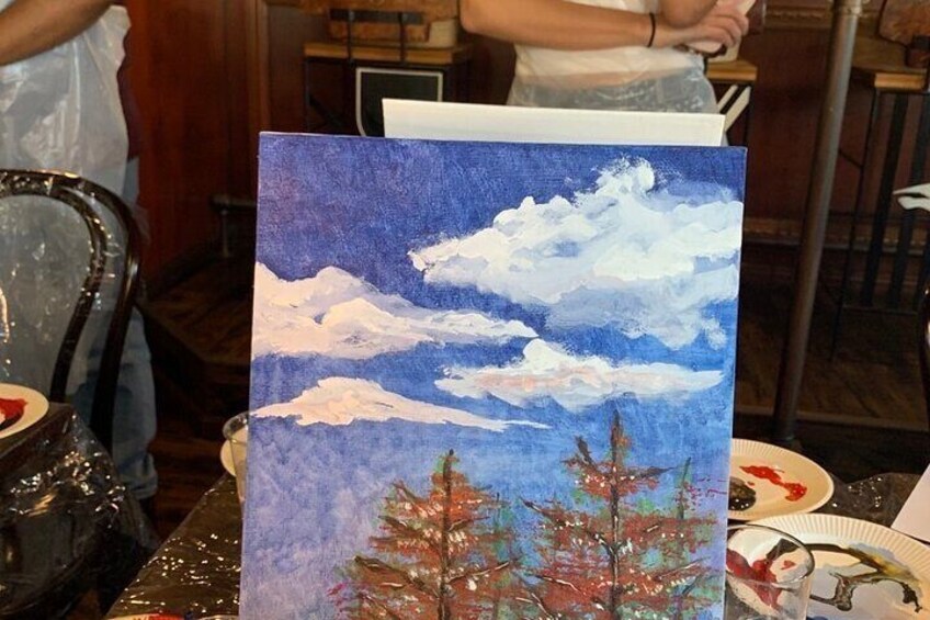 Paint and wine experience: Shinjuku is pictured enjoying seasonal Japanese culture