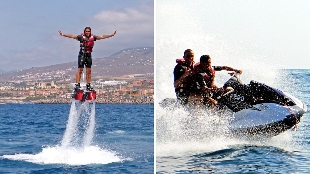 Flyboard and jet skiing combo image in Tenerife