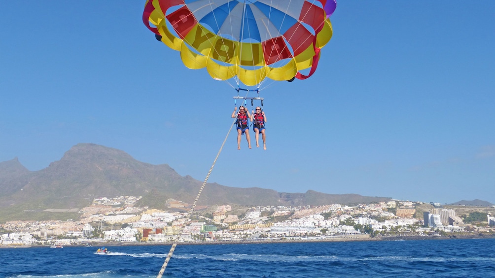 Parascending on a sunny day in Spain