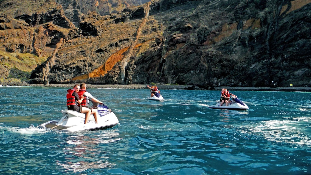 Jet ski group exploring the waters of Spain